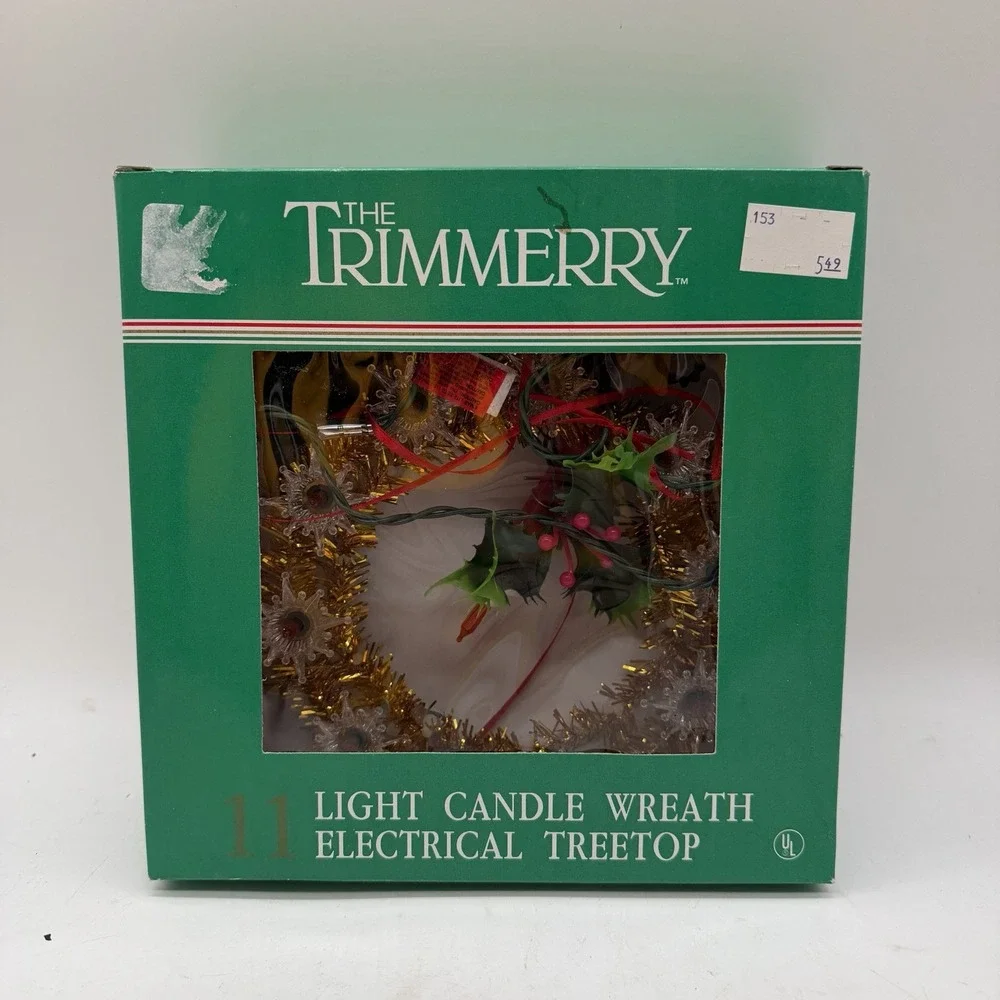 Vintage 11 Lighted Tree Topper Wreath Candle Holly Table Decor The Trimmery - #3